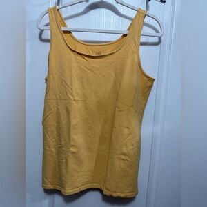 J Jill Perfect Tank Womens L Yellow Sleeveless Cotton Stretch Casual Top Classic